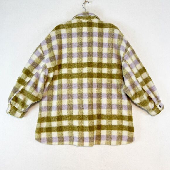 Zara Oversized Shacket Women's M/L Multicolor Plaid Wool Blend Button Up Pockets - Picture 3 of 7